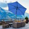 9ft Blue Patio Umbrella with Tilt Crank and 8-Rib Sturdy Iron Pole and Sun-Blocking Polyester Canopy